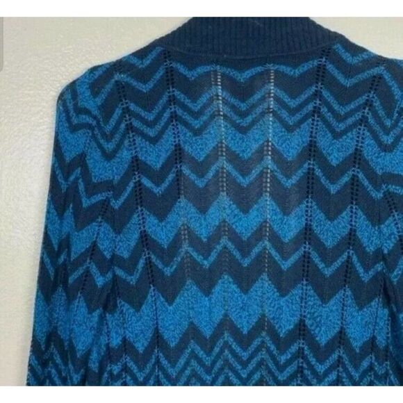 Missoni for Target Long Open Cardigan Navy Blue Chevron Pattern Sz Small Pockets - Picture 4 of 4